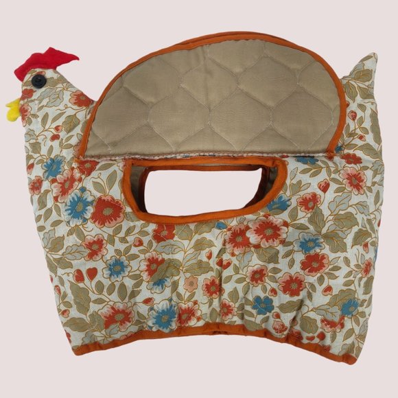 Vintage 1970s Chicken Baskets 3 Turkey Chick Calico Floral Wicker Lace Quilting - Picture 10 of 16